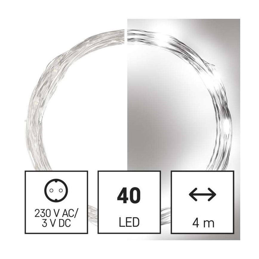 LED guirlande extérieure 40xLED/9m IP44 blanc froid