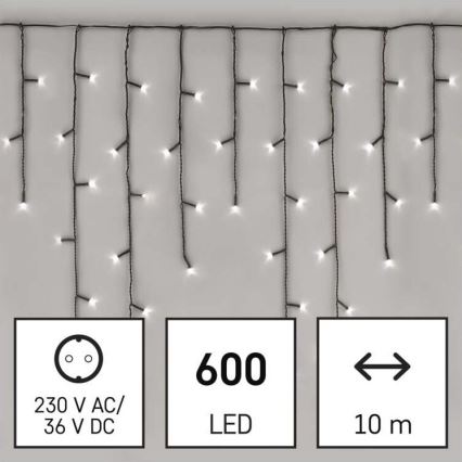 LED Guirlande lumineuse de Noël d'extérieur 600xLED/8 modes 15m IP44 blanc froid