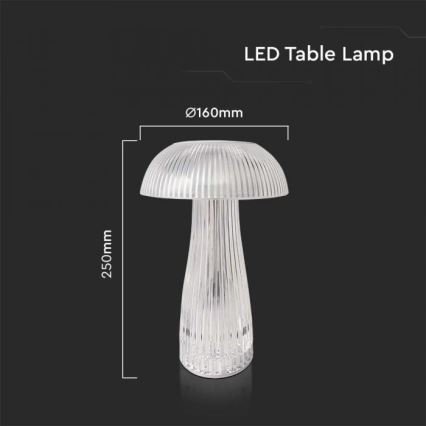 LED Lampe de table tactile rechargeable et à intensité variable LED/1W/5V 3000-6000K 1800 mAh transparent