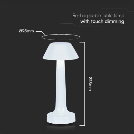 LED Lampe de table tactile rechargeable et à intensité variable LED/1W/5V 3000-6000K 1800 mAh blanc