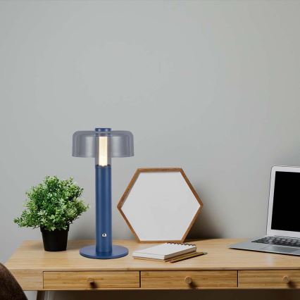 LED Lampe de table tactile rechargeable et à intensité variable LED/1W/5V 3000K 1800 mAh bleu