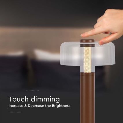 LED Lampe de table tactile rechargeable et à intensité variable LED/1W/5V 3000K 1800 mAh marron