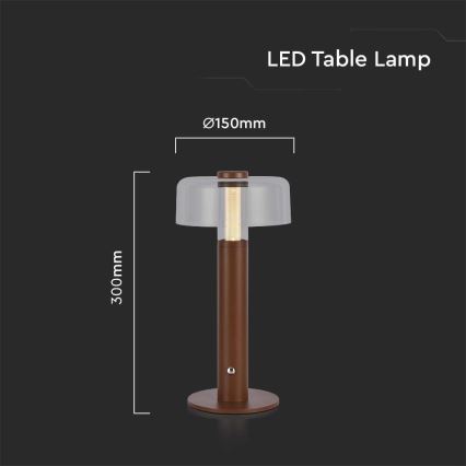 LED Lampe de table tactile rechargeable et à intensité variable LED/1W/5V 3000K 1800 mAh marron