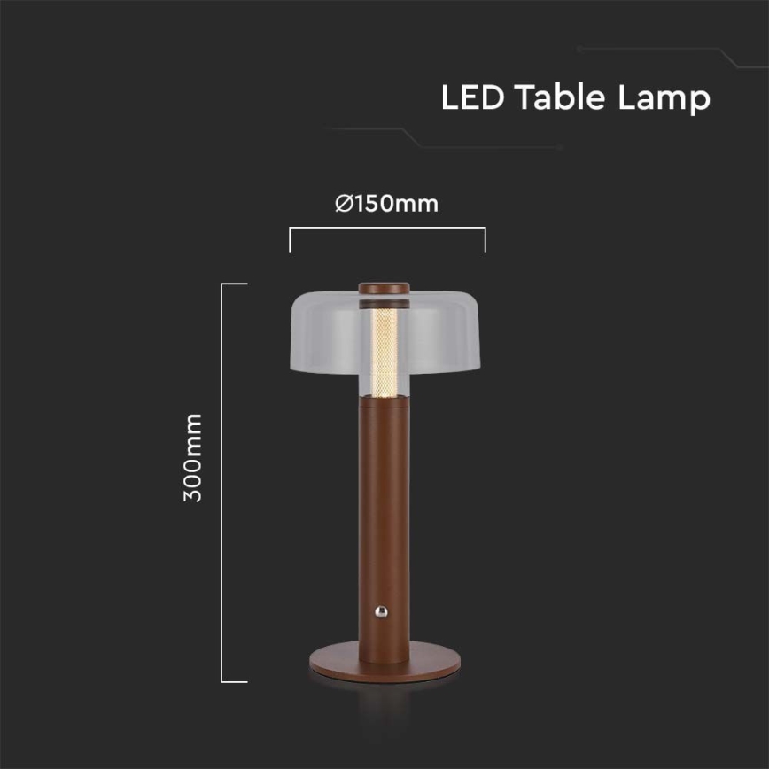 LED Lampe de table tactile rechargeable et à intensité variable LED/1W/5V 3000K 1800 mAh marron