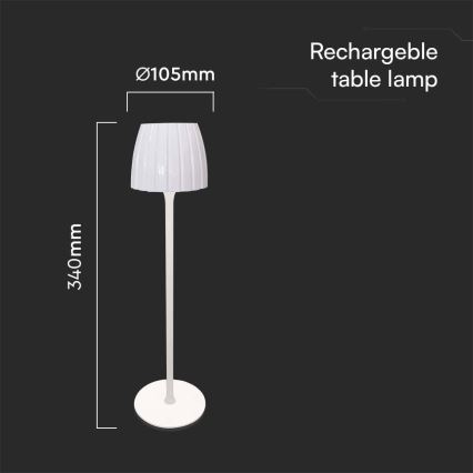 LED Lampe de table tactile rechargeable et à intensité variable LED/2,7W/5V 3000/4000/6000K 1800 mAh blanc