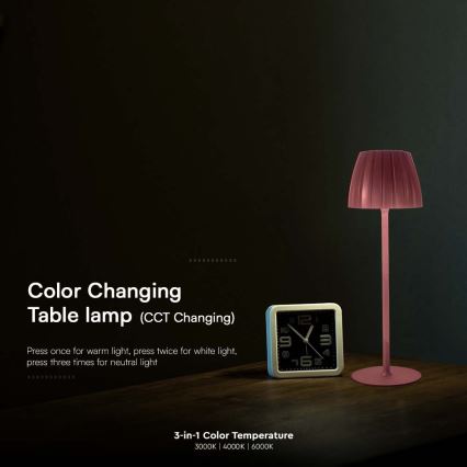 LED Lampe de table tactile rechargeable et à intensité variable LED/2,7W/5V 3000/4000/6000K 1800 mAh marron