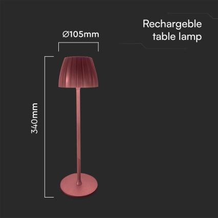 LED Lampe de table tactile rechargeable et à intensité variable LED/2,7W/5V 3000/4000/6000K 1800 mAh marron