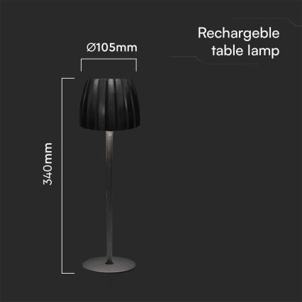 LED Lampe de table tactile rechargeable et à intensité variable LED/2,7W/5V 3000/4000/6000K 1800 mAh noir