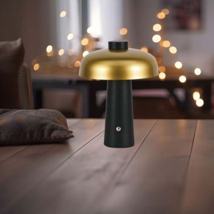 LED Lampe de table tactile rechargeable et à intensité variable LED/3W/5V 3000-6000K 1800 mAh noir/doré