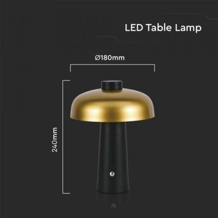 LED Lampe de table tactile rechargeable et à intensité variable LED/3W/5V 3000-6000K 1800 mAh noir/doré