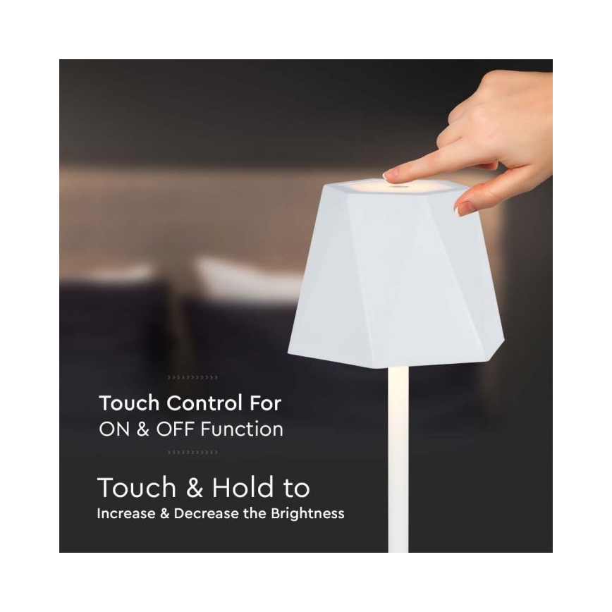 LED Lampe de table tactile rechargeable et à intensité variable LED/4W/5V 3000-6000K 1800 mAh blanc