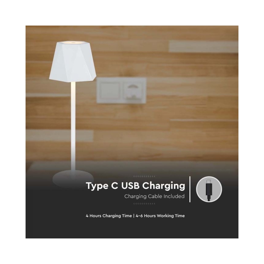 LED Lampe de table tactile rechargeable et à intensité variable LED/4W/5V 3000-6000K 1800 mAh blanc
