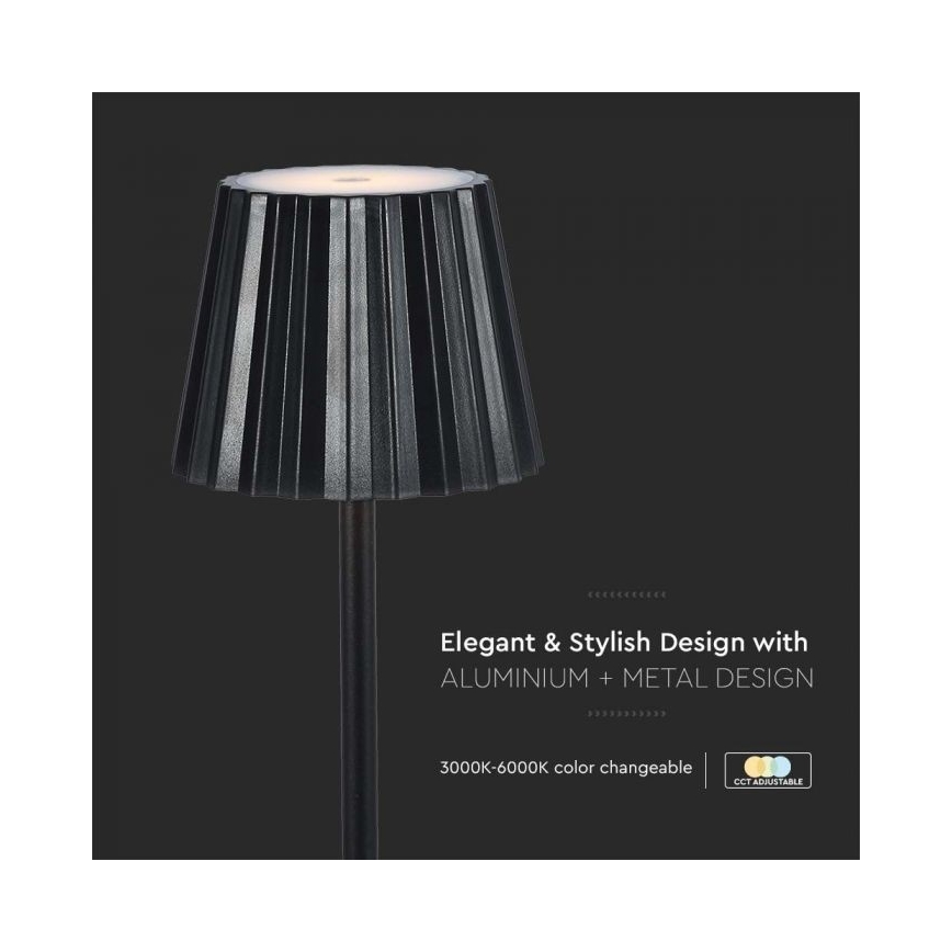 LED Lampe de table tactile rechargeable et à intensité variable LED/4W/5V 3000-6000K 1800 mAh noir