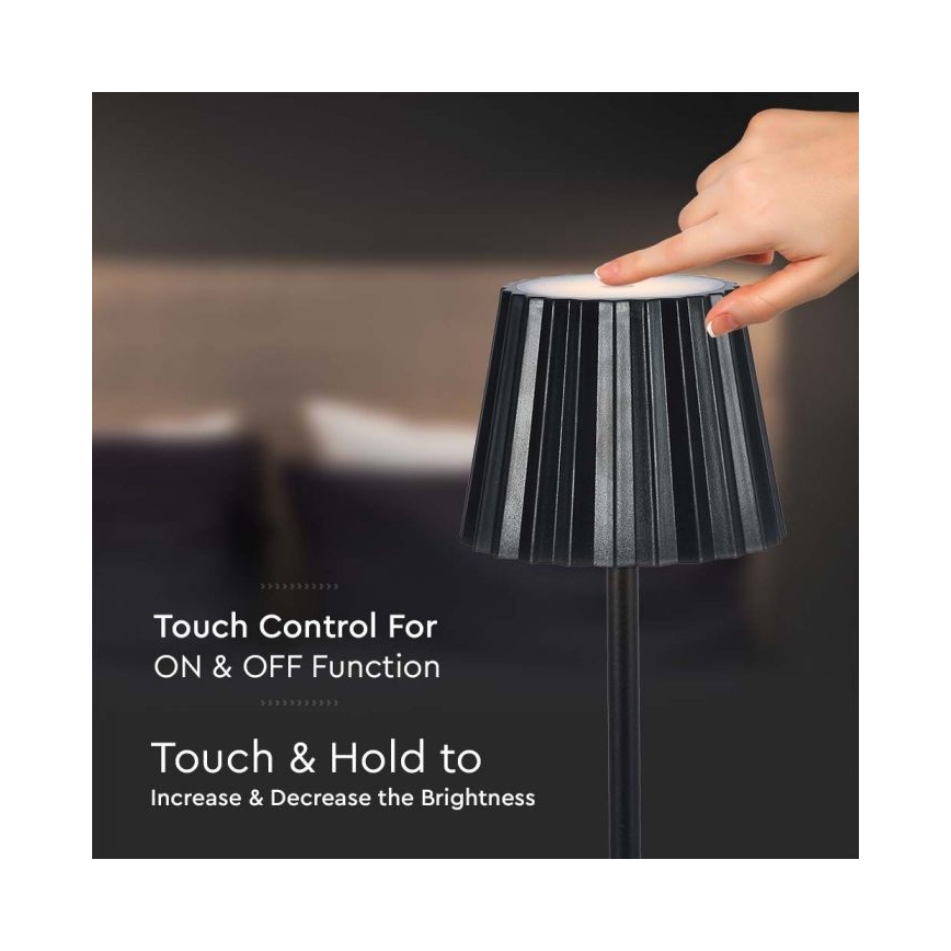 LED Lampe de table tactile rechargeable et à intensité variable LED/4W/5V 3000-6000K 1800 mAh noir
