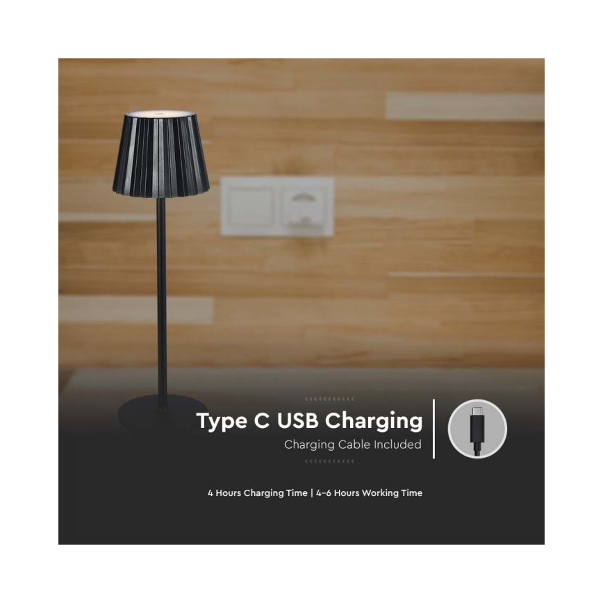LED Lampe de table tactile rechargeable et à intensité variable LED/4W/5V 3000-6000K 1800 mAh noir