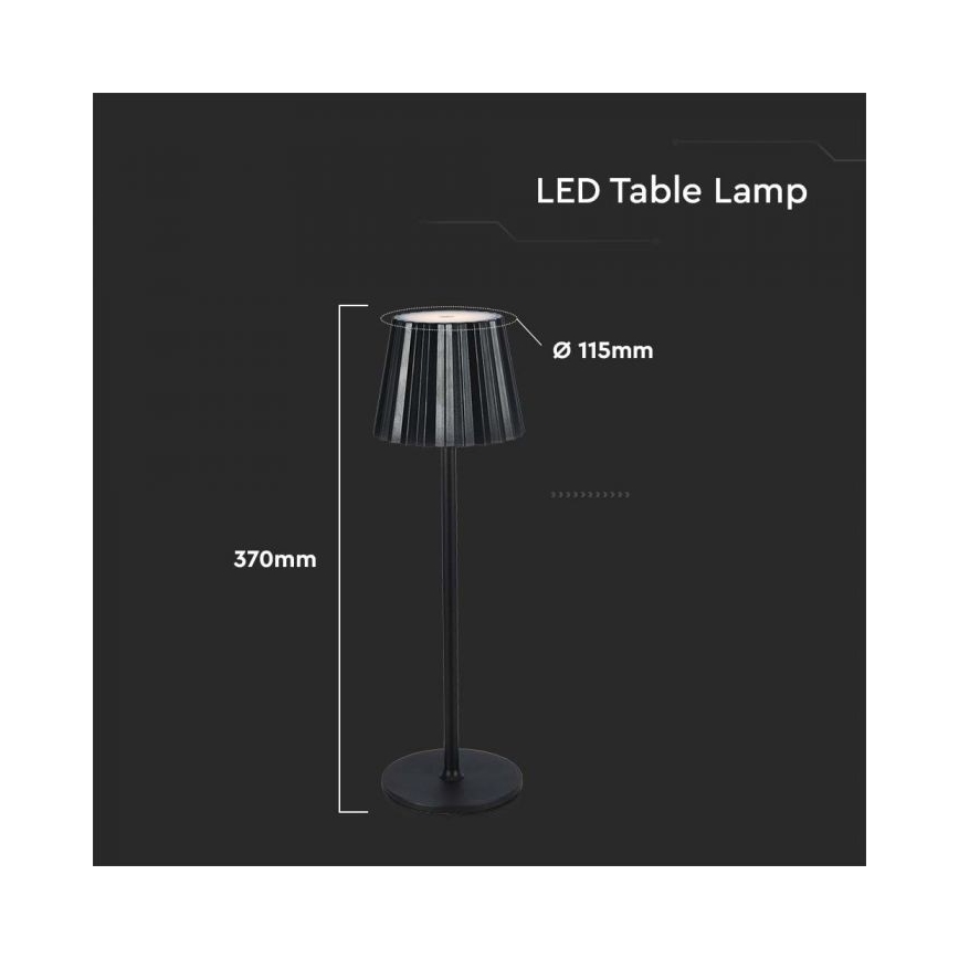 LED Lampe de table tactile rechargeable et à intensité variable LED/4W/5V 3000-6000K 1800 mAh noir