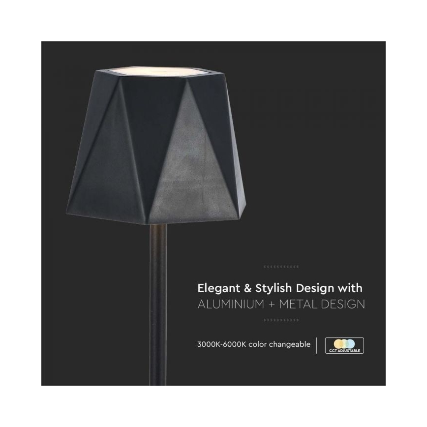 LED Lampe de table tactile rechargeable et à intensité variable LED/4W/5V 3000-6000K 1800 mAh noir