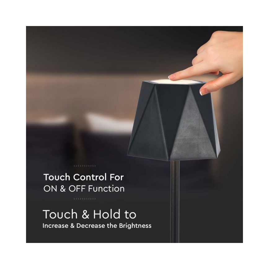LED Lampe de table tactile rechargeable et à intensité variable LED/4W/5V 3000-6000K 1800 mAh noir