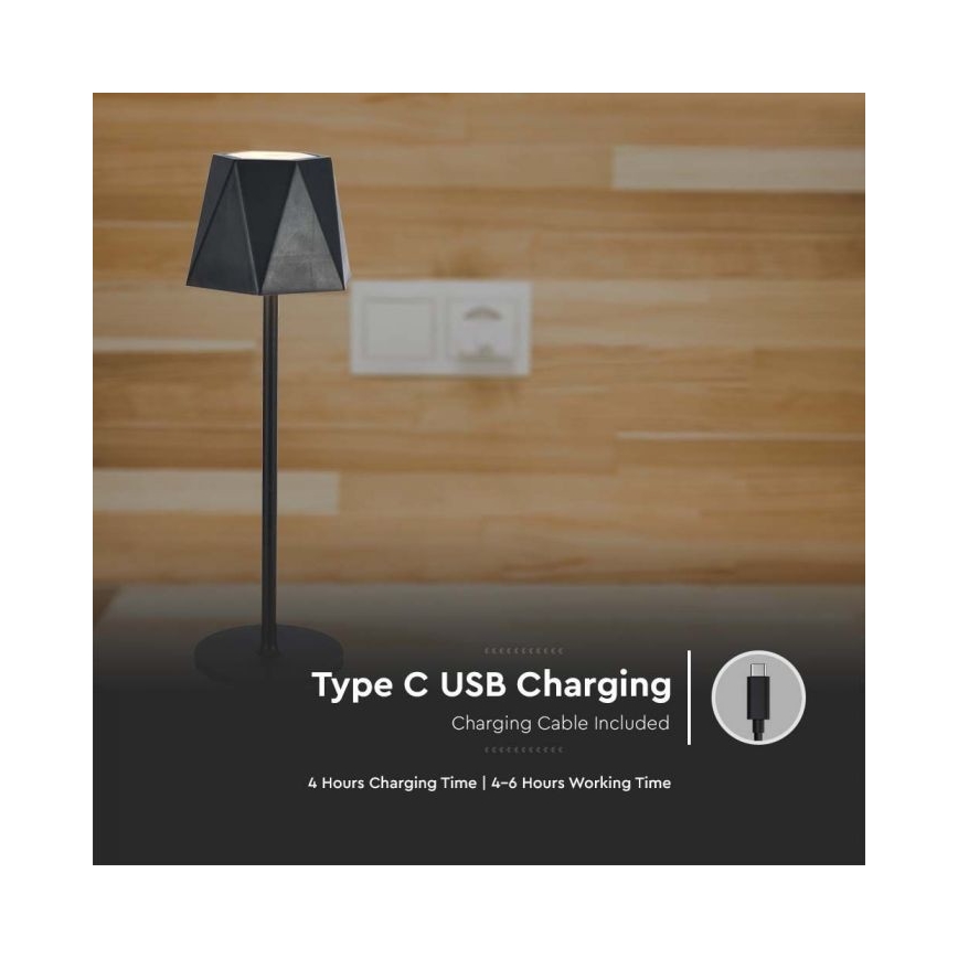 LED Lampe de table tactile rechargeable et à intensité variable LED/4W/5V 3000-6000K 1800 mAh noir