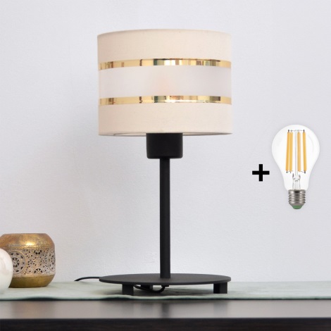 LED Lampe de table HELEN 1xE27/60W/230V crème/noir/doré