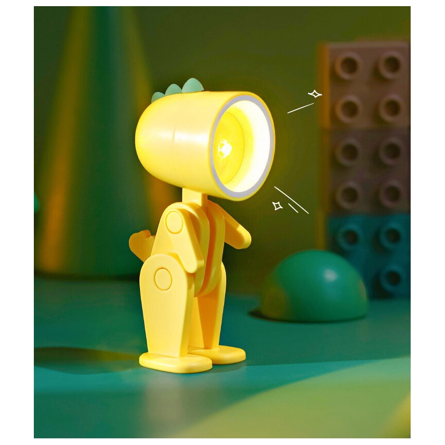 LED Lampe de table LED/0,06W/3xLR41 dinosaure jaune