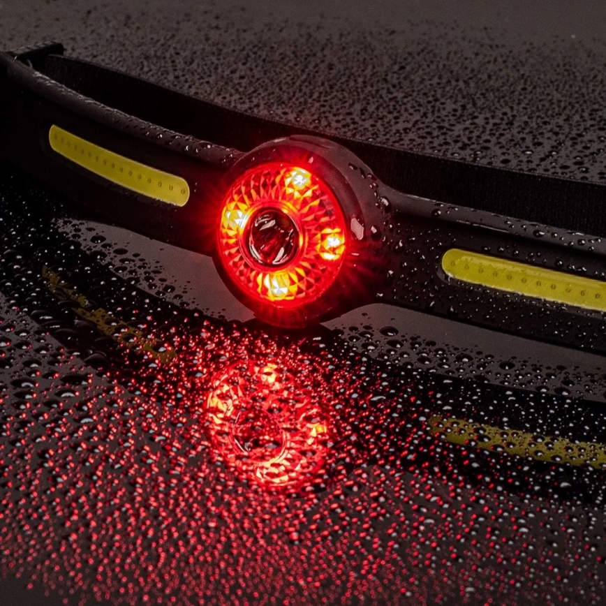 Lampe frontale LED rechargeable dimmable avec lumière rouge LED/5V IPX4 550 lm 600 mAh