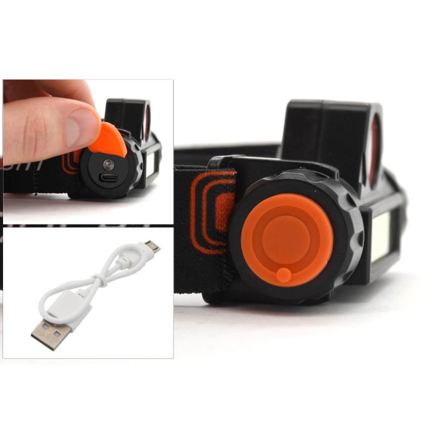 LED Lampe frontale rechargeable LED/1200mAh noire/rouge