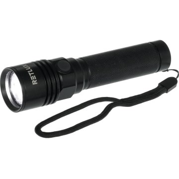 LED Lampe torche rechargeable en aluminium LED/3W/2000 mAh IPX4 noire