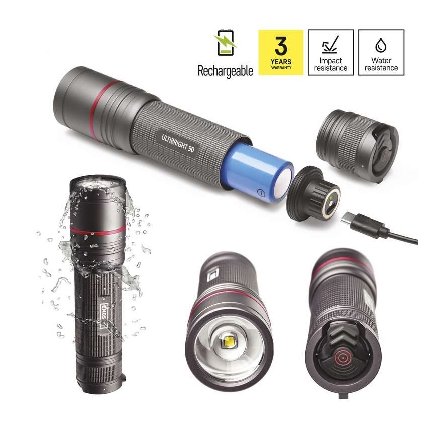 LED Lampe torche rechargeable LED/USB/3,7V IP65 1200lm