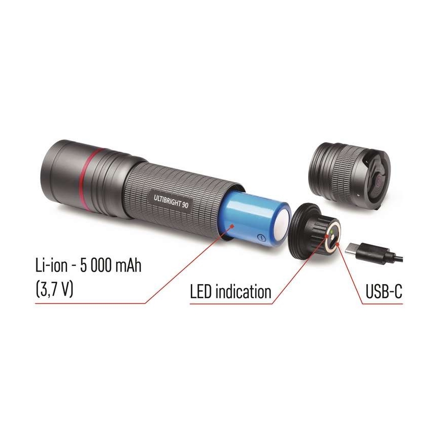 LED Lampe torche rechargeable LED/USB/3,7V IP65 1200lm