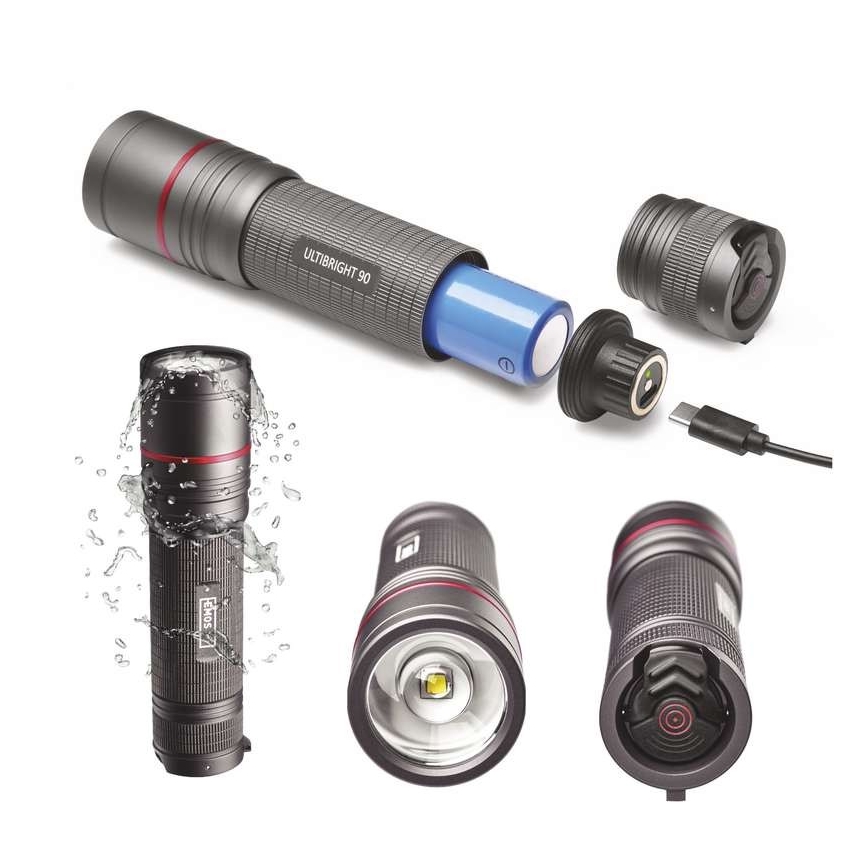 LED Lampe torche rechargeable LED/USB/3,7V IP65 1200lm