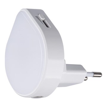 LED luminaire d'orientation dimmable avec capteur crépusculaire à brancher sur une prise ULOV LED/0,5W/230V blanc