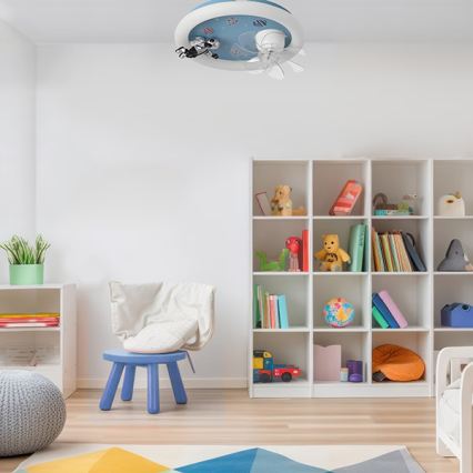 Plafonnier LED dimmable pour enfants avec ventilateur LED/48W/230V 3000/4000/6000K bleu + télécommande