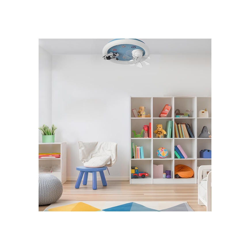 Plafonnier LED dimmable pour enfants avec ventilateur LED/48W/230V 3000/4000/6000K bleu + télécommande