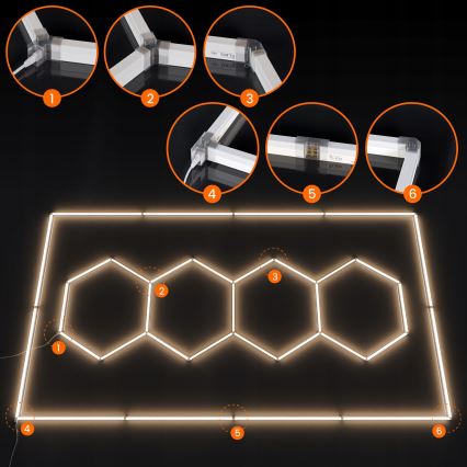 Plafonnier LED HEXAGON LED/426W/85-265V 4000K 484x243 cm IRC 90 IP44 blanc