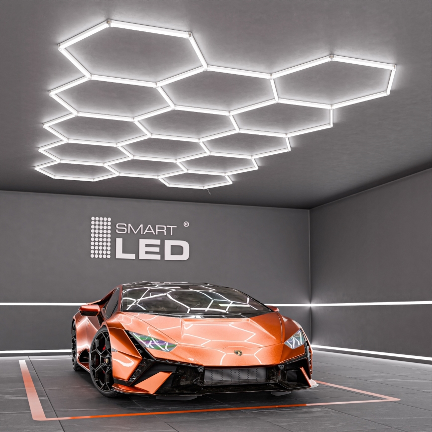 Plafonnier LED HEXAGON LED/456W/85-265V 6500K 522x298 cm CRI 90 IP54 blanc