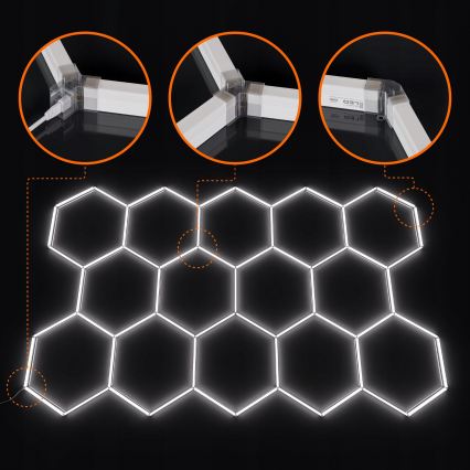 Plafonnier LED HEXAGON LED/570W/85-265V 6500K 522x298 cm IRC 90 IP44 blanc