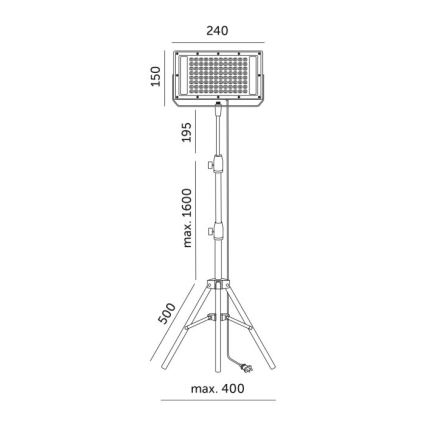 LED Projecteur avec support pour la culture des plantes FIRON LED/45W/230V IP54 noir