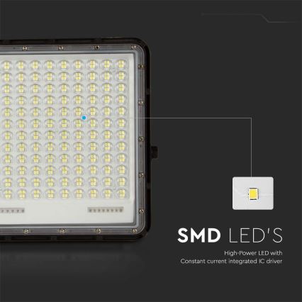 LED Projecteur solaire extérieur LED/30W/3,2V 4000K noir IP65 + télécommande