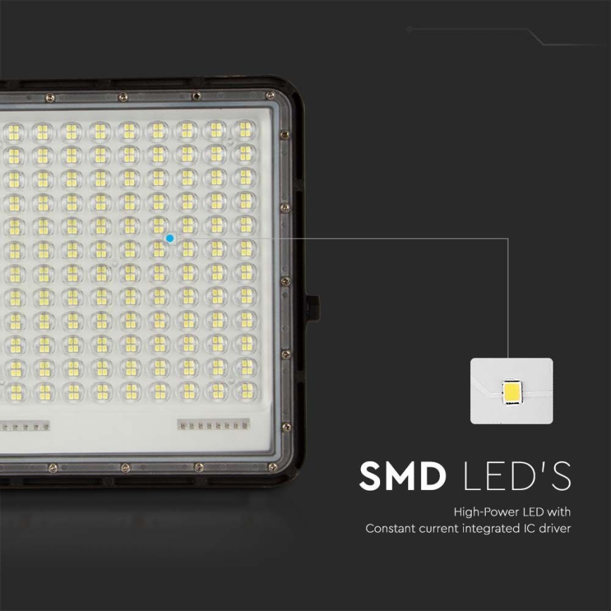 LED Projecteur solaire extérieur LED/30W/3,2V 4000K noir IP65 + télécommande