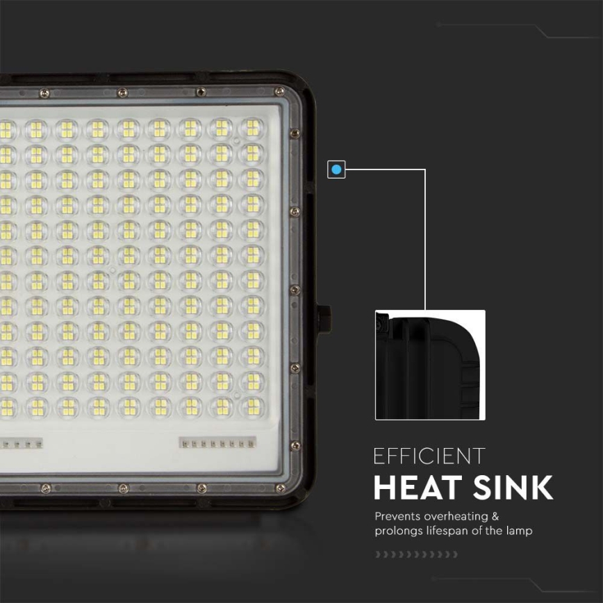 LED Projecteur solaire extérieur LED/30W/3,2V 4000K noir IP65 + télécommande