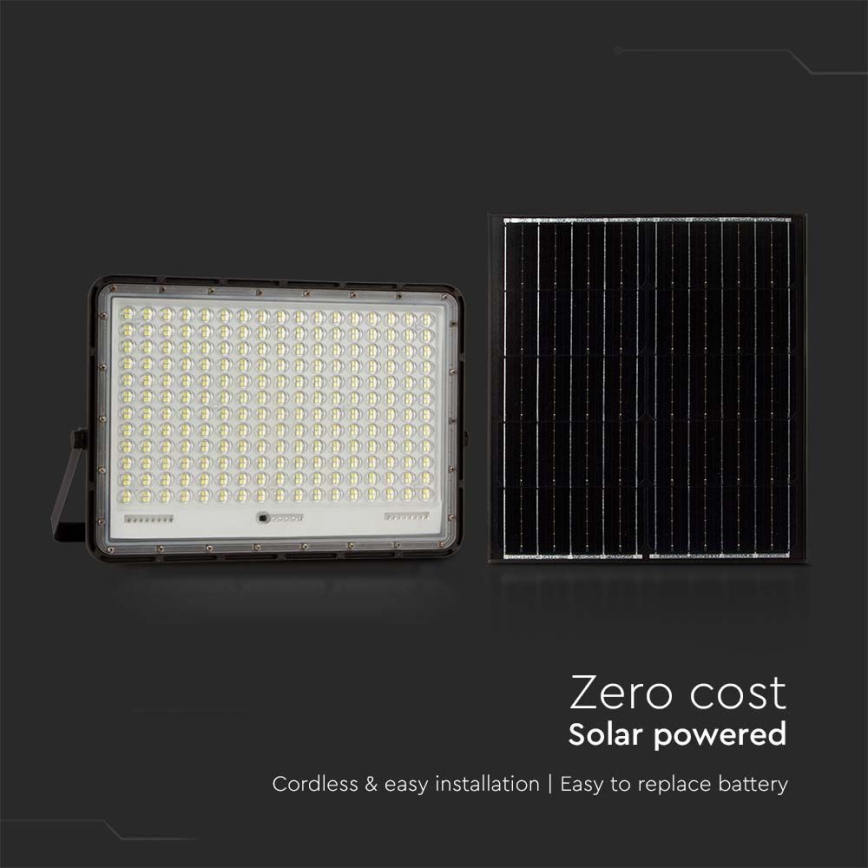 LED Projecteur solaire extérieur LED/30W/3,2V 4000K noir IP65 + télécommande