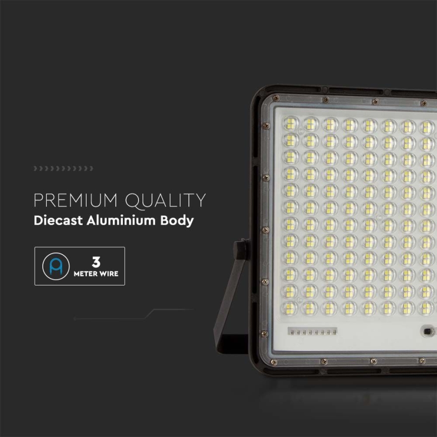 LED Projecteur solaire extérieur LED/30W/3,2V 4000K noir IP65 + télécommande