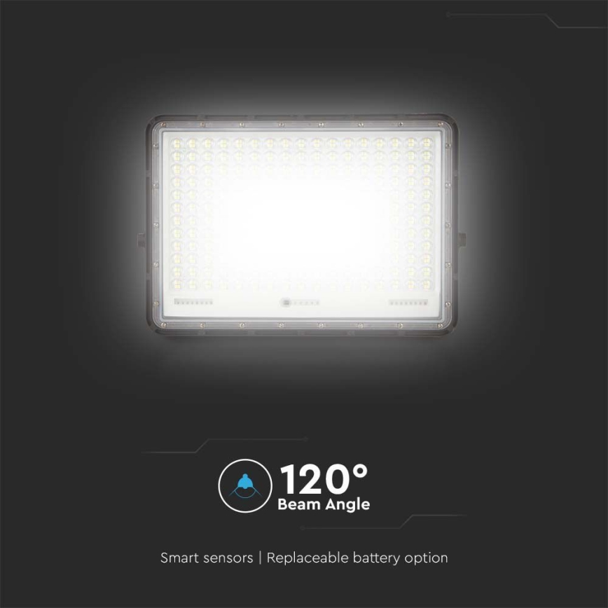 LED Projecteur solaire extérieur LED/30W/3,2V 4000K noir IP65 + télécommande