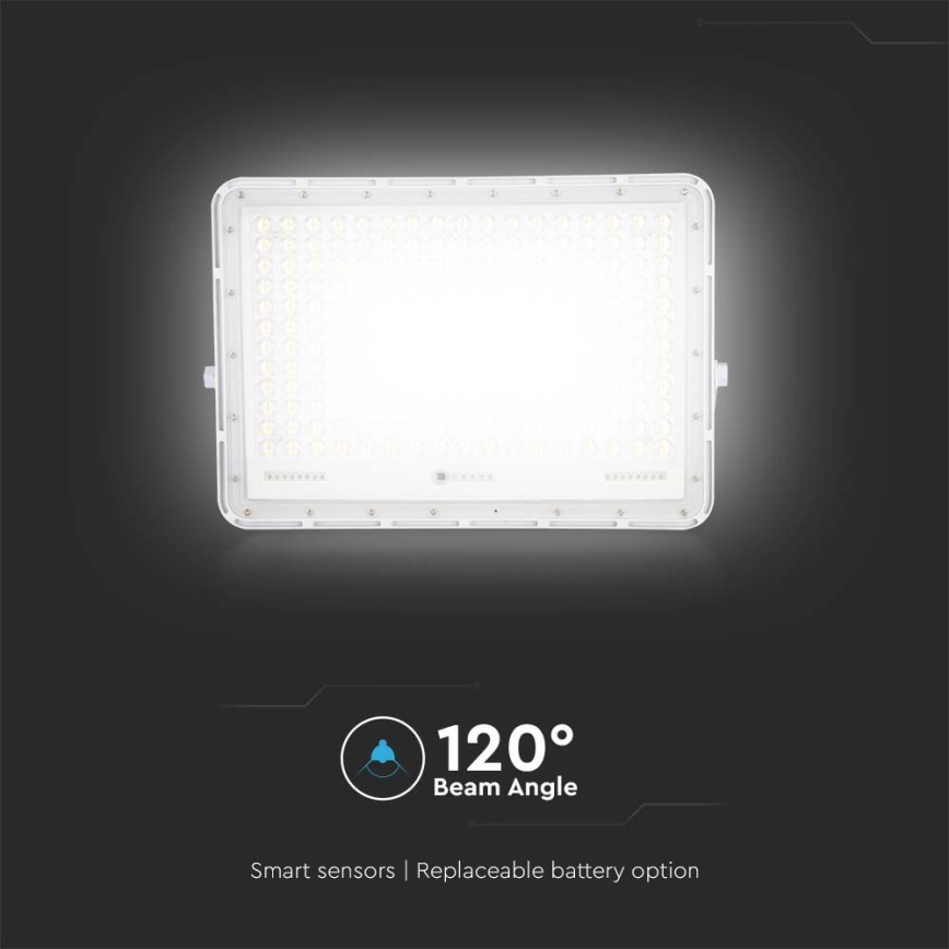 LED Projecteur solaire extérieur LED/30W/3,2V 6400K blanc IP65 + télécommande