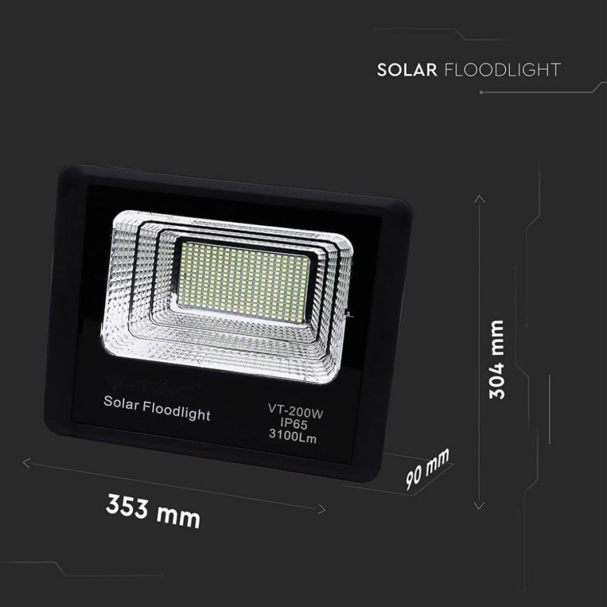 LED Projecteur solaire extérieur LED/40W/10V IP65 6000K + Télécommande