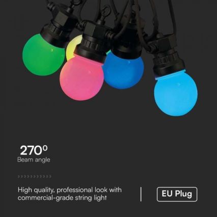 LED RGB Guirlande extérieure STRING 13 m 15xLED/0,5W/230V IP44 + télécommande