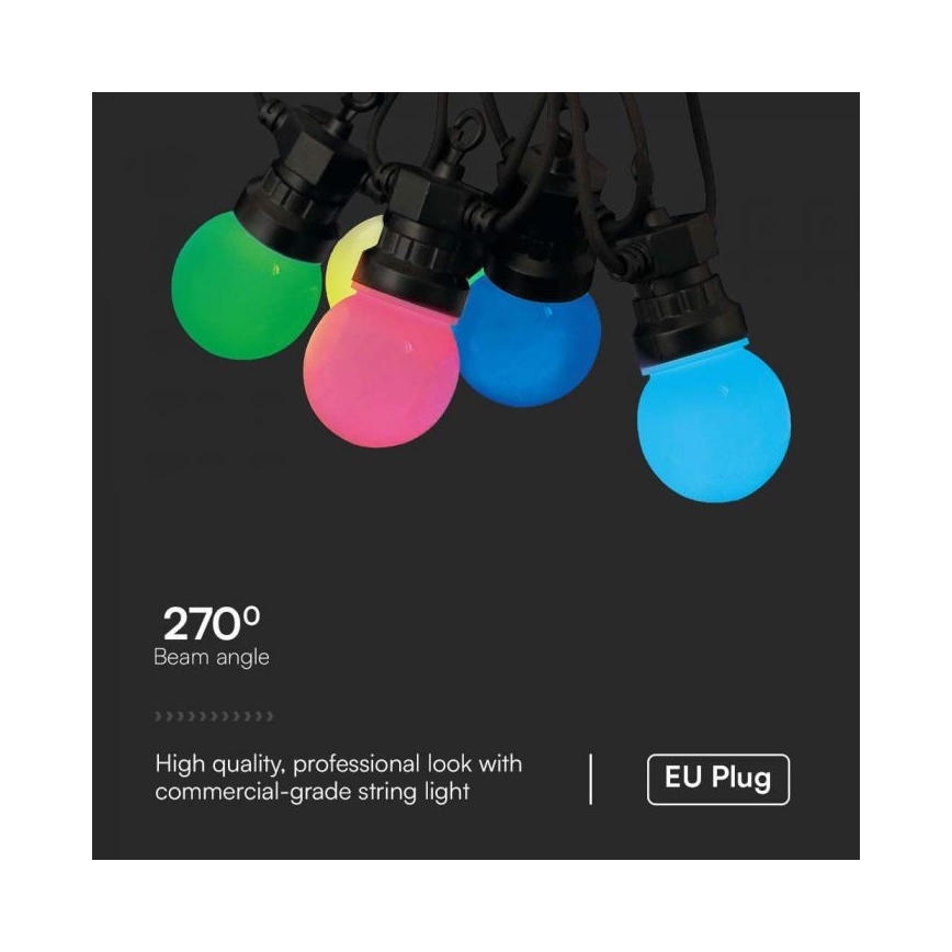 LED RGB Guirlande extérieure STRING 13 m 15xLED/0,5W/230V IP44 + télécommande