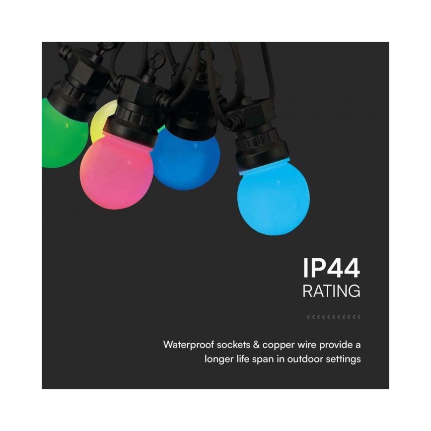 LED RGB Guirlande extérieure STRING 13 m 15xLED/0,5W/230V IP44 + télécommande