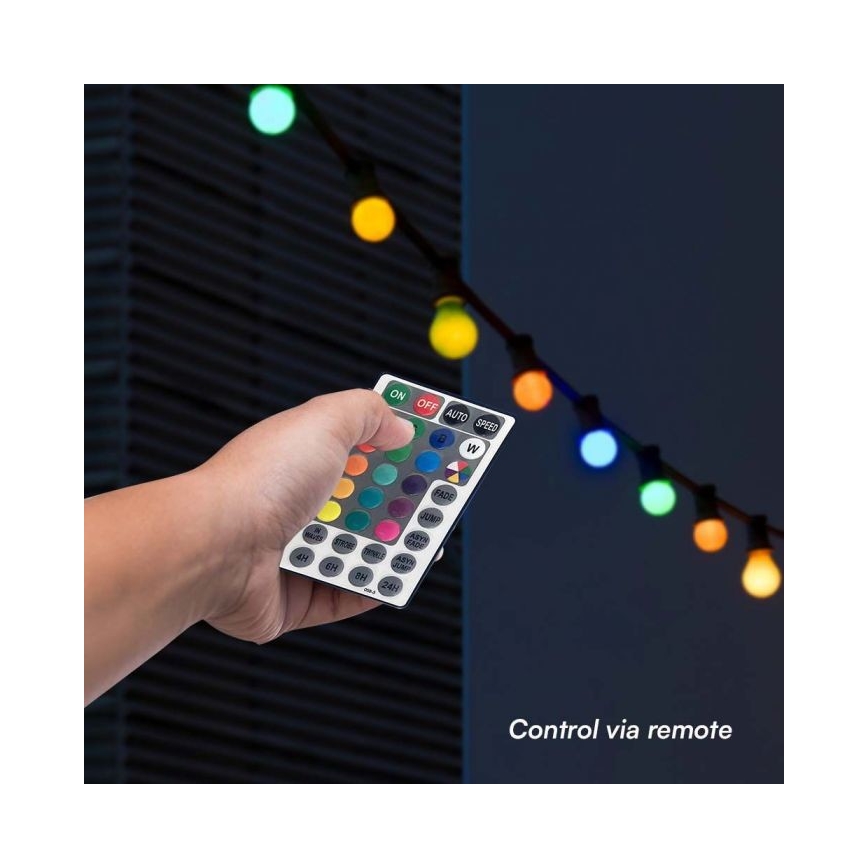 LED RGB Guirlande extérieure STRING 13 m 15xLED/0,5W/230V IP44 + télécommande